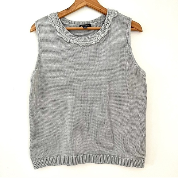 Brooks Brothers Sweaters - Brooks Brothers Gray Grey Sweater Vest Crew Scoop Neck Fringe Cotton XL